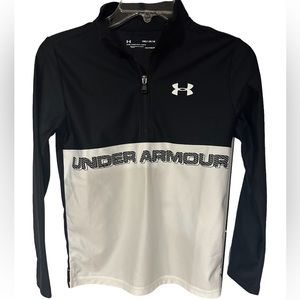 Under Armour Shirt Youth Medium Heat Gear Spellout Quarter Zip Lightweight EUC